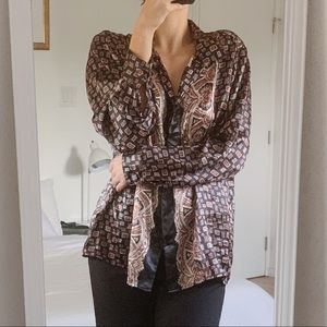 Vintage patterned silk blouse